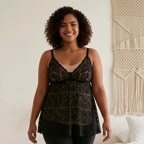 🆕BLACK LACE BABYDOLL - PLUS SIZE - Picture 2 of 2